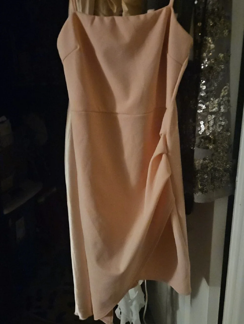 AKIRA Label Illusions Ruched Asymmetrical Sleeveless Mini Dress - Pink / Size S